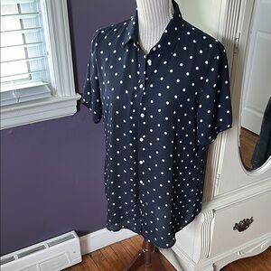 Banana Republic Navy Polka Dot Blouse